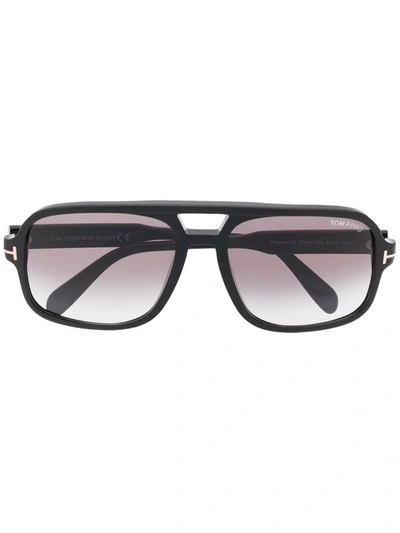 Shop Tom Ford Falconer Pilot Sunglasses In Black
