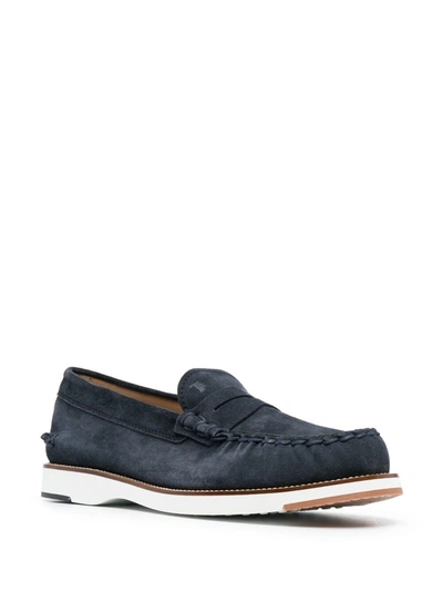 Tod's Blue Suede Loafers | ModeSens