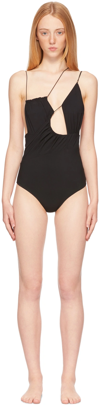 Shop Nensi Dojaka Ssense Exclusive Black Draped One-piece Swimsuit