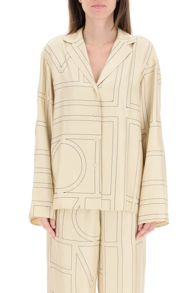 Shop Totême Toteme Silk Twill Pajama Shirt In Mixed Colours