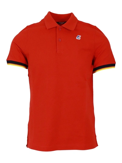 Shop K-way Vincent Contrast Stretch Polo Shirt In Red