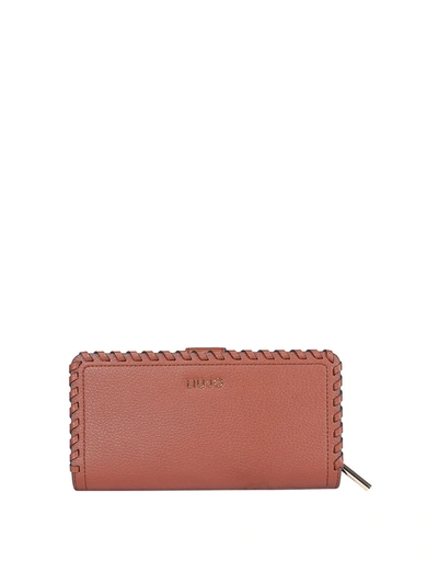 Shop Liujo Woven Faux Leather Wallet In Brown
