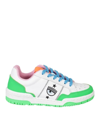 Shop Chiara Ferragni Cf-1 Leather Sneakers In Green Fluo Color