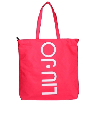Shop Liujo Faux Leather Zip Shopping Bag In Red In Pink