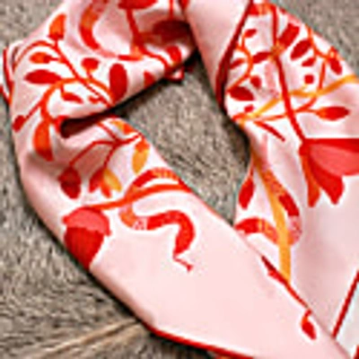 Jessie Zhao New York Silk Scarf Of Red Snake Garden In Silk