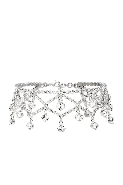 Shop Alessandra Rich Crystal Drop Choker In Crystal & Silver