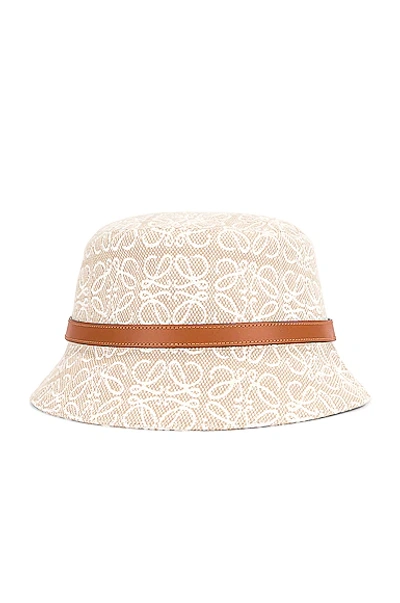 Shop Loewe Anagram Bucket Hat In Ecru & Soft White
