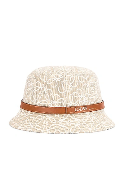 Shop Loewe Anagram Bucket Hat In Ecru & Soft White