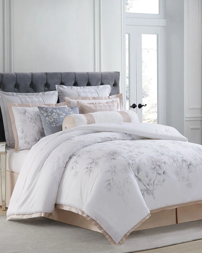 Shop Charisma Riva Printed 3-piece King Duvet Set In White And Blush A