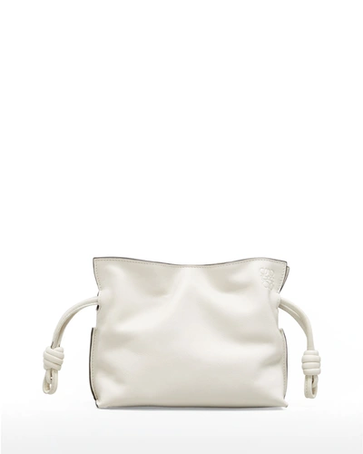 Shop Loewe Flamenco Nano Leather Clutch Bag In Soft White