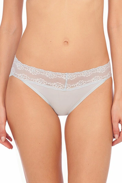 Shop Natori Intimates Bliss Perfection Soft & Stretchy V-kini Panty Underwear In Baby Blue/white