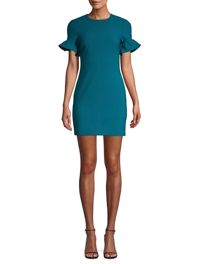 Shop Likely Nico Short Bell-sleeve Mini Dress In Cerulean