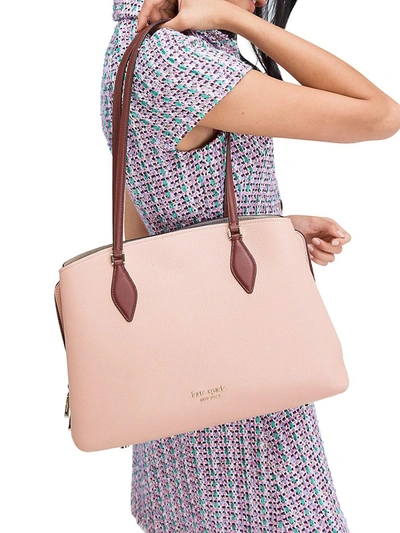 Shop Kate Spade Large Work Leather Tote In True Taupe