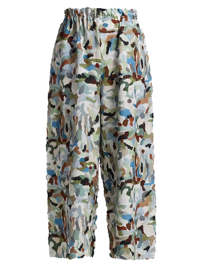 Issey Miyake Mixed Colors Crush Pants In Khaki Hued | ModeSens
