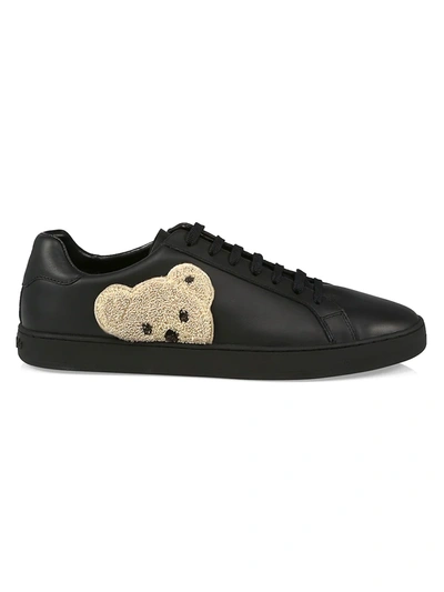 Shop Palm Angels New Teddy Bear Low-top Tennis Sneakers In Black Brown