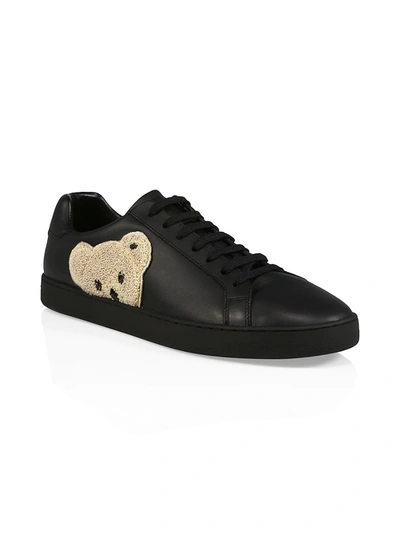 Shop Palm Angels New Teddy Bear Low-top Tennis Sneakers In Black Brown