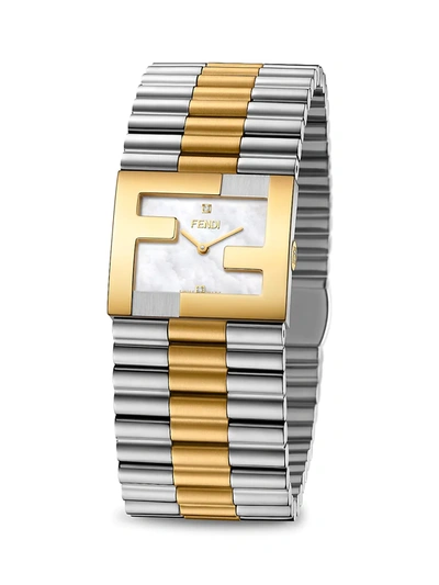 Shop Fendi Mania Silvertone & Goldtone Stainless Steel Bracelet Watch In Two Tone