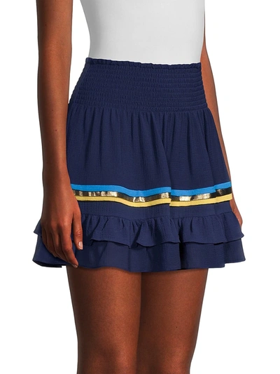 Shop Ramy Brook Milan Ruffled Mini Skirt In Blue