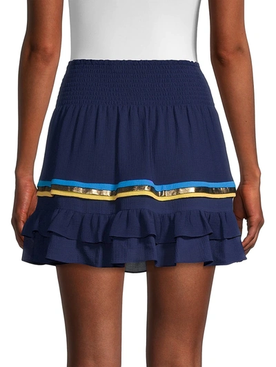 Shop Ramy Brook Milan Ruffled Mini Skirt In Blue