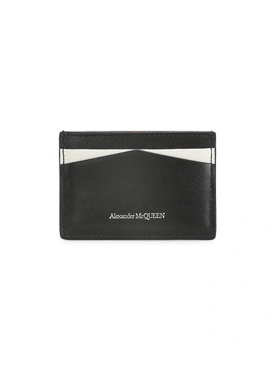 Shop Mcq By Alexander Mcqueen Two-tone Leather Card Case In Black Soft Ivory