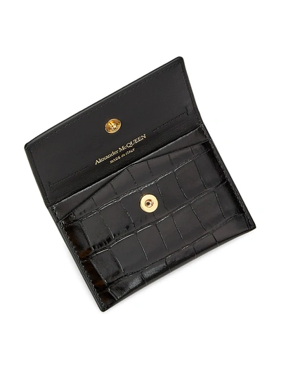 Shop Mcq By Alexander Mcqueen Women's Crocodile-embossed Leather Envelope Card Case In Black