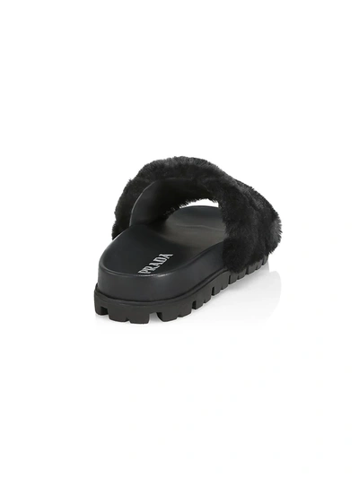 Shop Prada Women's Shearling Fur Slides In Orchidea