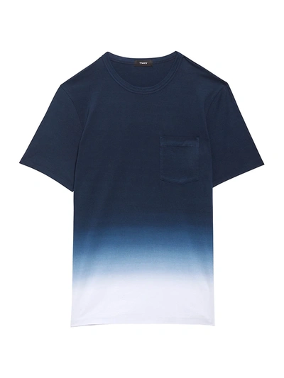 Shop Theory Essential Dip-dye Pima Cotton Tee In Misty Blue Baltic