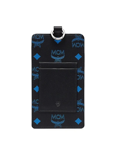 Shop Mcm Men's Logo Phone Lanyard In Vallarta Blue Black