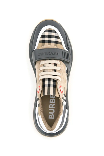 Shop Burberry Vintage Check Sneakers In Beige,grey