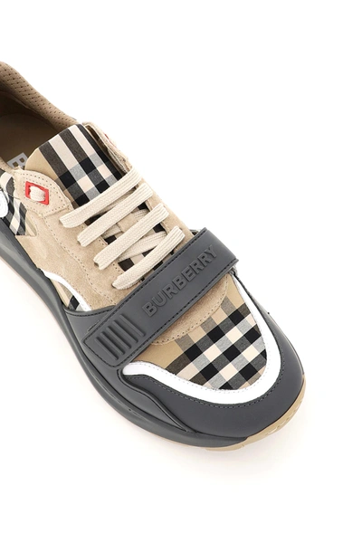 Shop Burberry Vintage Check Sneakers In Beige,grey