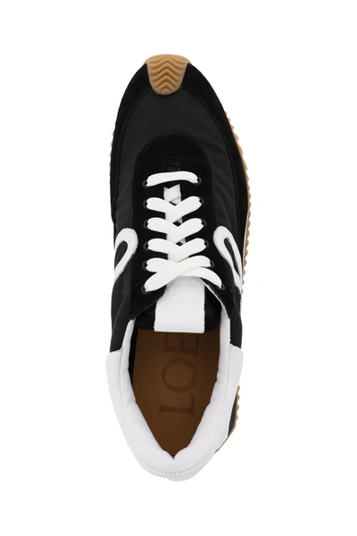 Loewe Flow Runner Suede And Leather Sneakers In Black,white