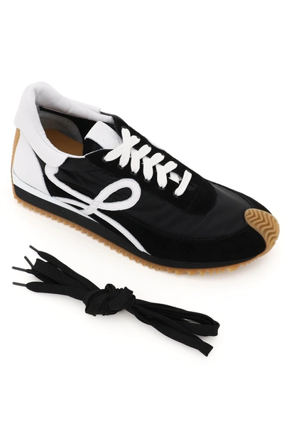Loewe Flow Runner Suede And Leather Sneakers In Black,white