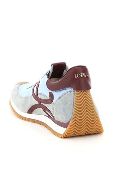 Shop Loewe Flow Runner Sneakers In Leather And Nylon In Blue,grey,red