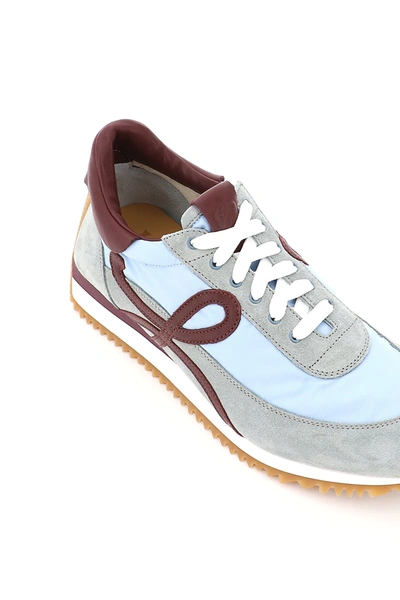 Shop Loewe Flow Runner Sneakers In Leather And Nylon In Blue,grey,red