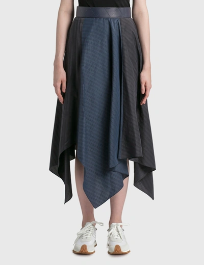 Shop Loewe Stripe Asymmetric Midi Skirt In Blue