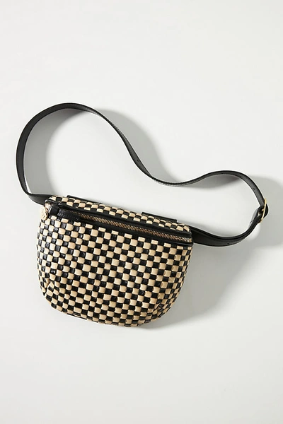 Shop Clare V . Woven Checkered Belt Bag In Black