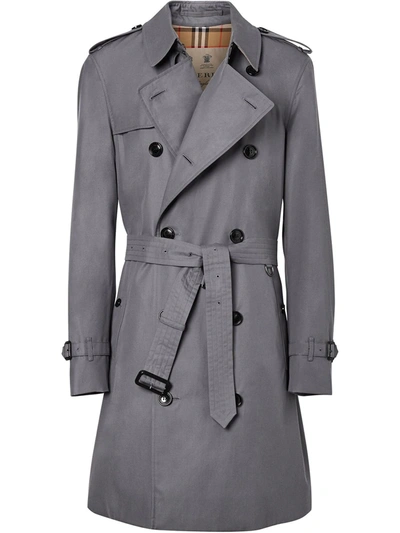 Shop Burberry Chelsea Heritage Mid-length Trench Coat In Grey