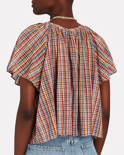 Shop The Great The Dale Plaid Cotton Top In Multi