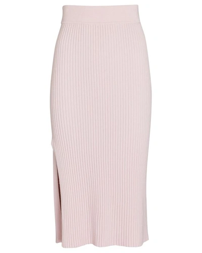 Shop Sablyn Debs Cashmere Rib Knit Midi Skirt In Pink