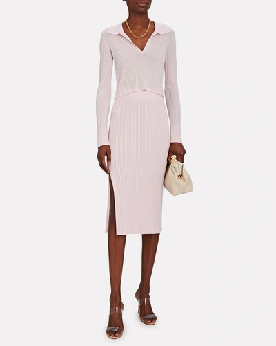 Shop Sablyn Debs Cashmere Rib Knit Midi Skirt In Pink