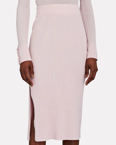 Shop Sablyn Debs Cashmere Rib Knit Midi Skirt In Pink