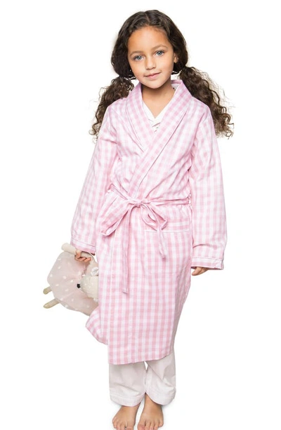 Shop Petite Plume Kids' Gingham Robe In Pink Multi