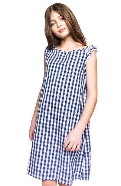 Shop Petite Plume Kids' Gingham Nightgown In Navy