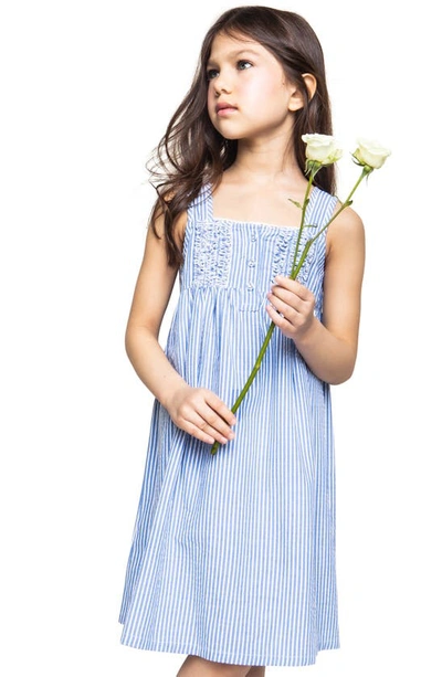 Shop Petite Plume Kid's Stripe Seersucker Nightgown In Blue