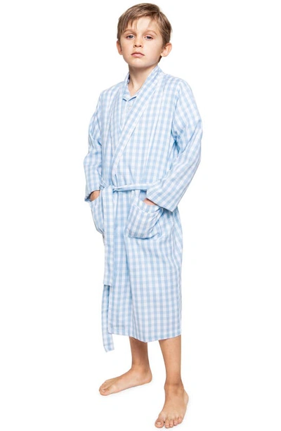 Shop Petite Plume Kids' Gingham Robe In Blue