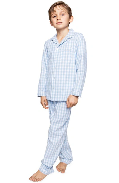 Shop Petite Plume Gingham Check Two-piece Pajamas In Blue