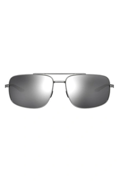 Shop Under Armour 59mm Polarized Mirrored Aviator Sunglasses In Ruthenium