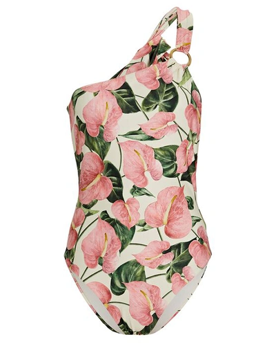 Shop Agua By Agua Bendita Fresa Anturios One-piece Swimsuit In Pink/green