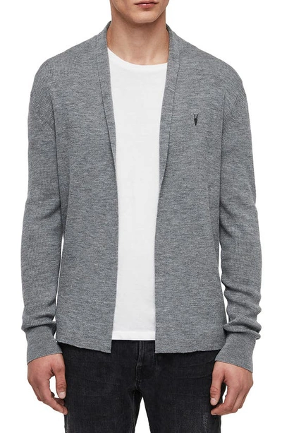 Shop Allsaints Mode Slim Fit Wool Cardigan In Grey Marl