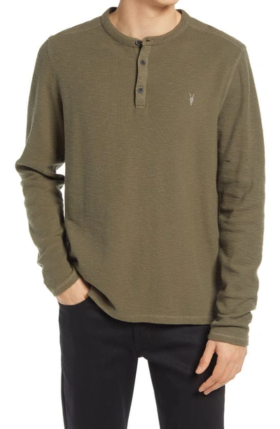 Shop Allsaints Muse Long Sleeve Thermal Henley In Olive